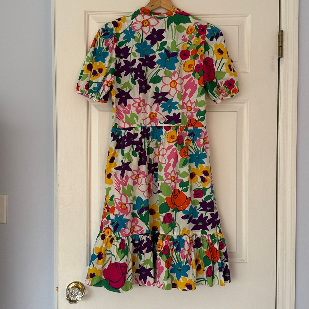 J. Crew women’s Floral Puff-Sleeve Dress in White with Multicolor Flowers NWOT - Picture 3 of 5